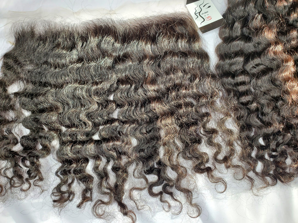 Cambodian curly frontal bundle kit